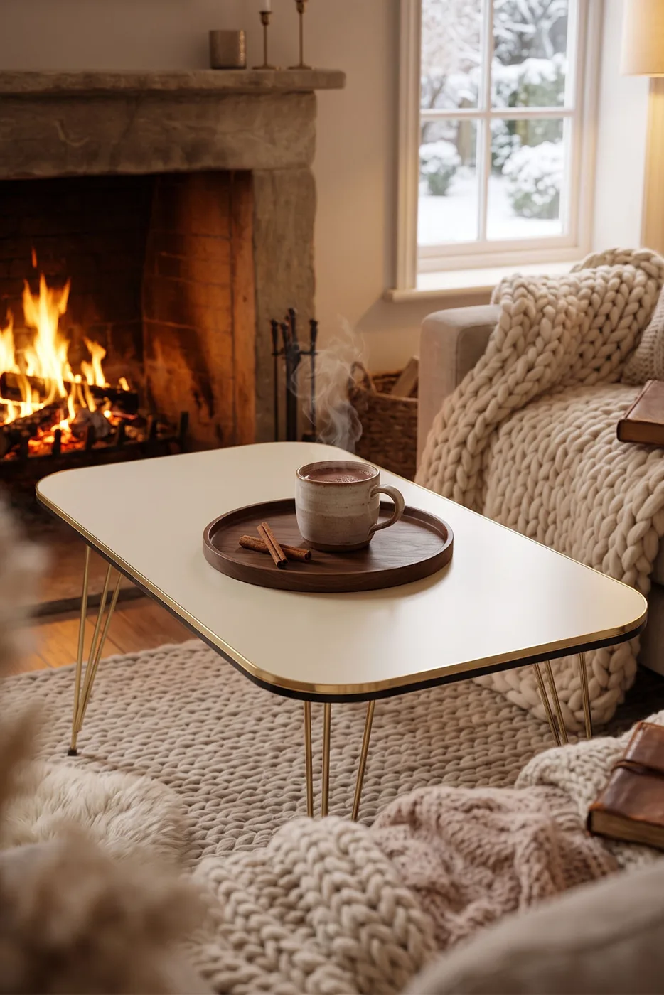 Coffee Table Kr Twin Gold Cream Wire Legs