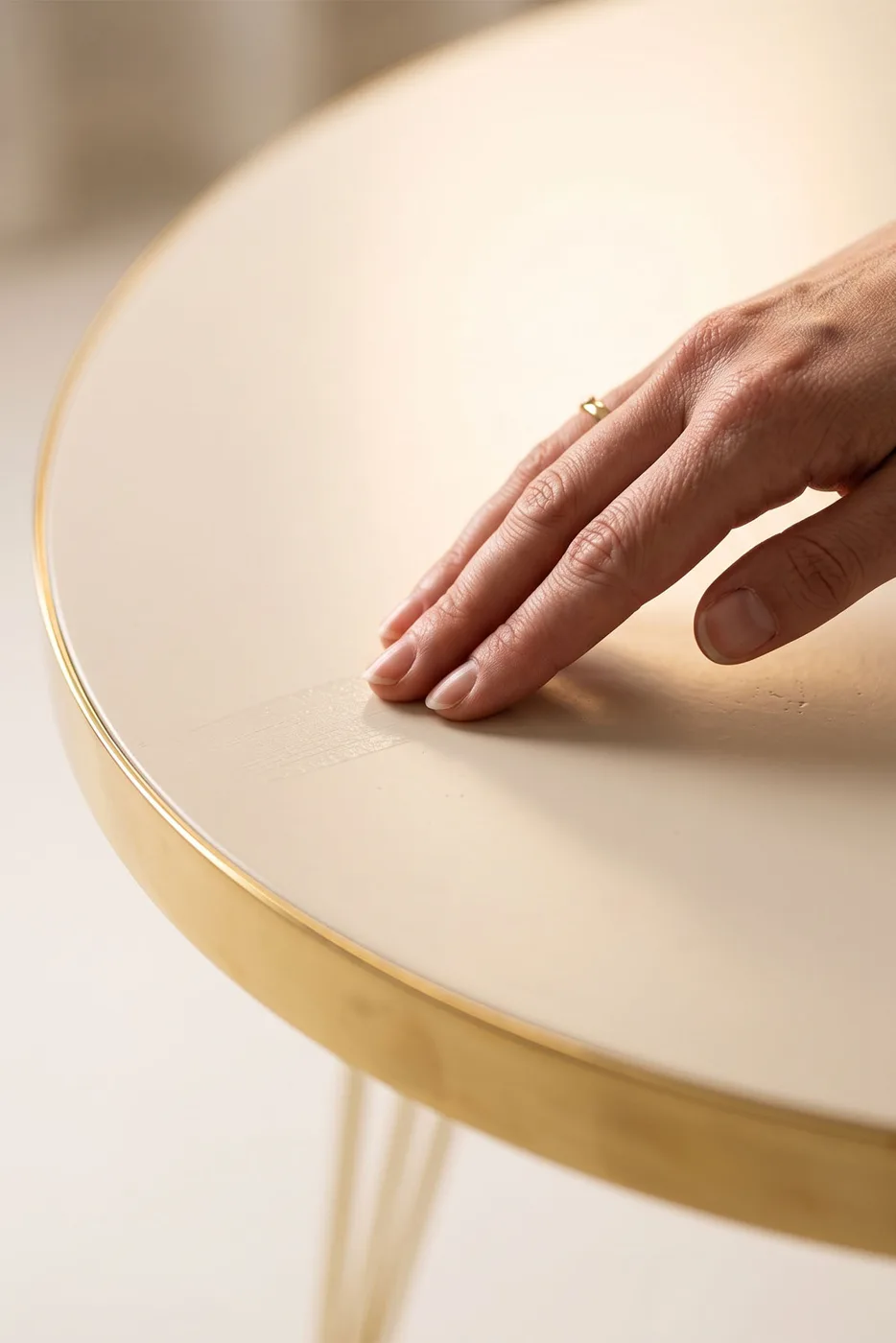 Coffee Table Ellipse Gold Cream Wire