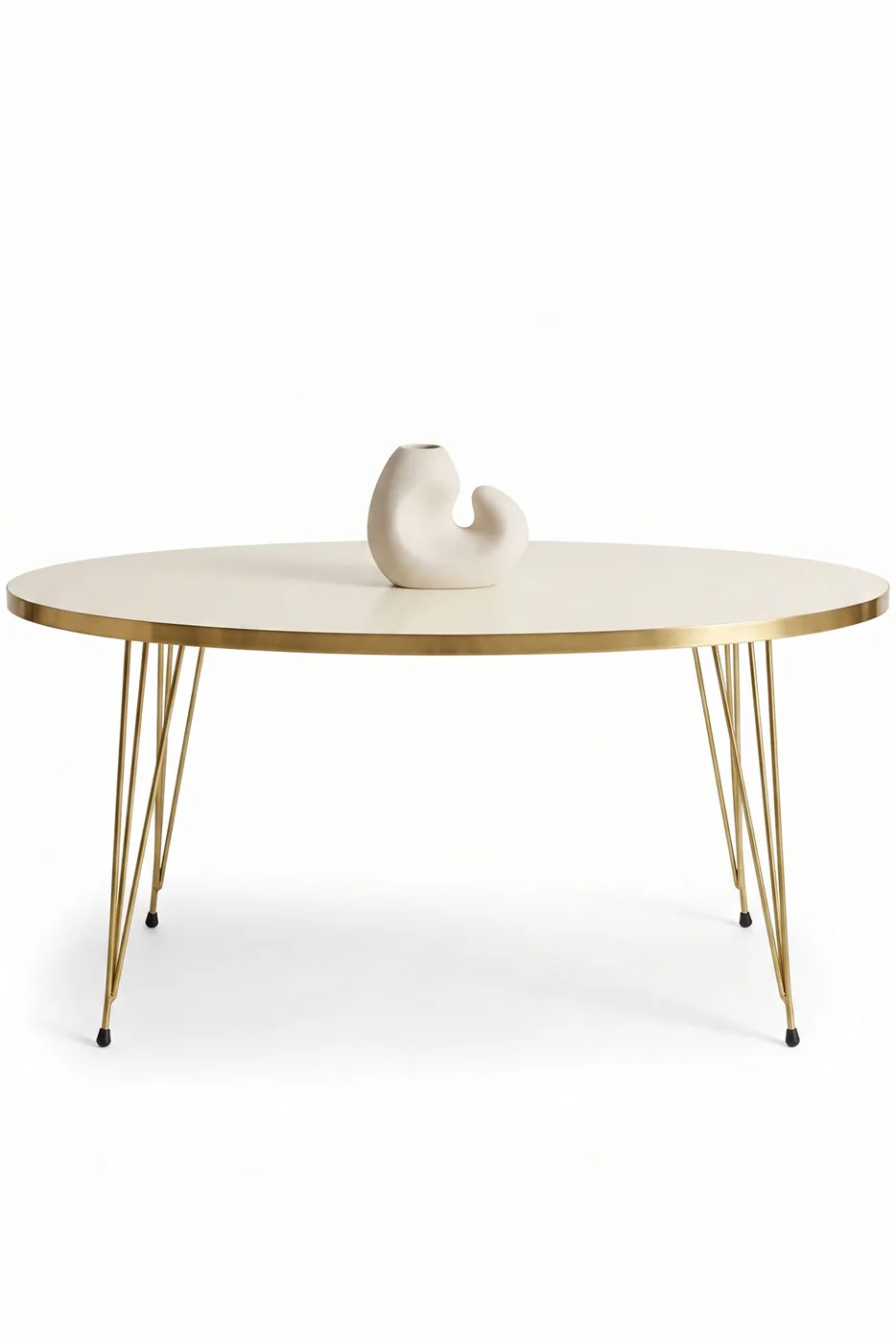 Coffee Table Ellipse Gold Cream Wire