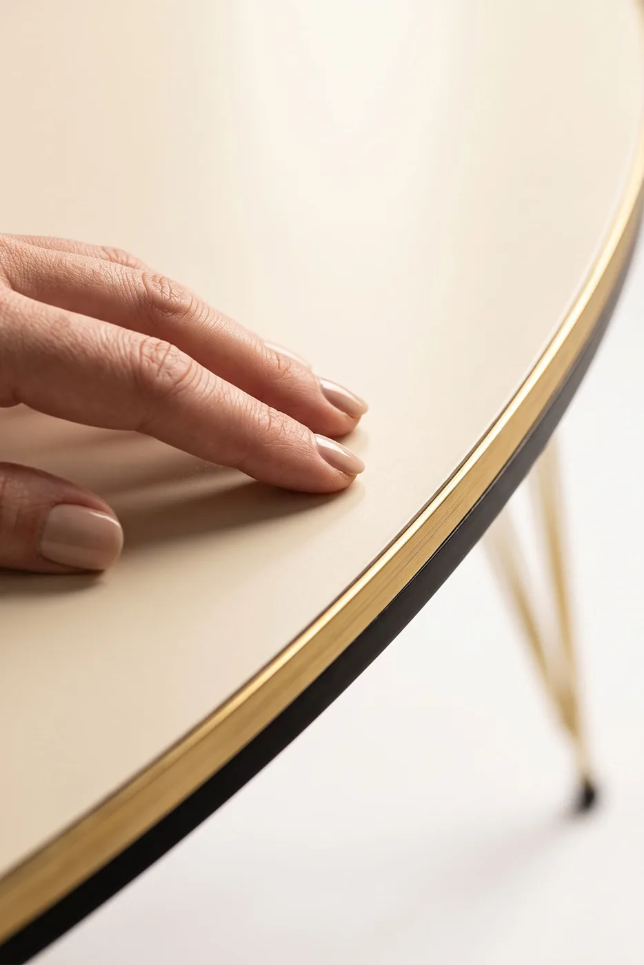 Coffee Table Ellipse Twin Gold Cream Wire Legs