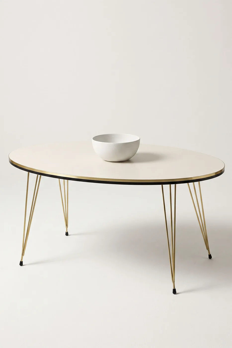 Coffee Table Ellipse Twin Gold Cream Wire Legs