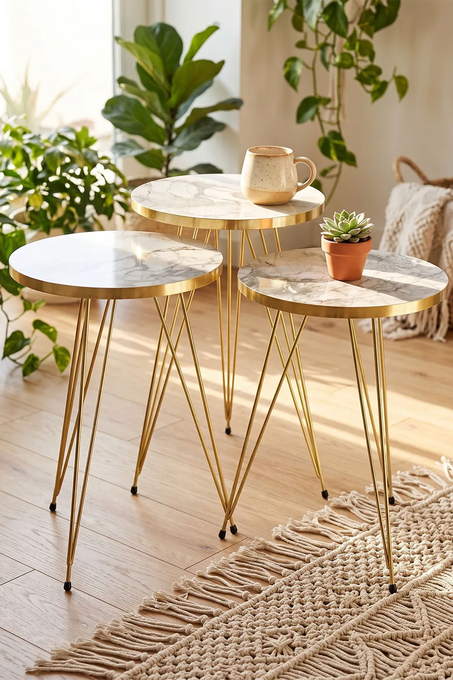 Nesting Table Gold Efes Wire