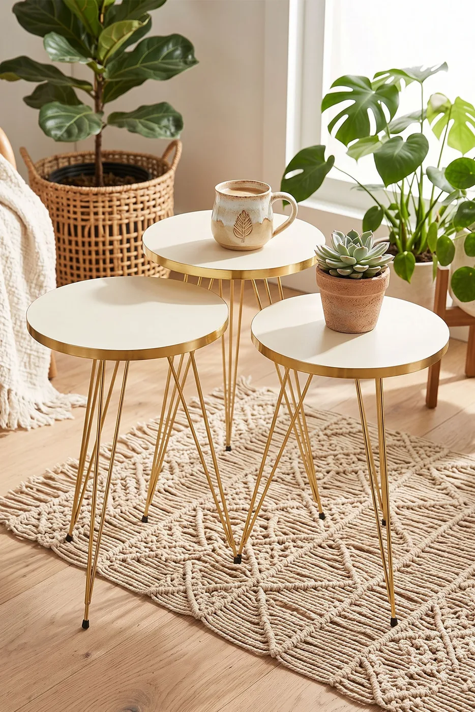Nesting Table Gold Cream Wire
