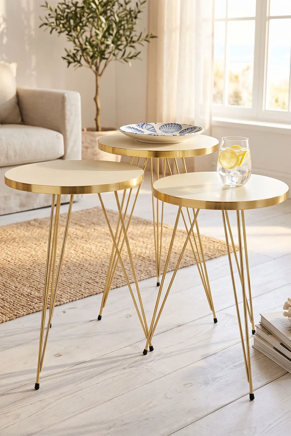 Nesting Table Gold Cream Wire