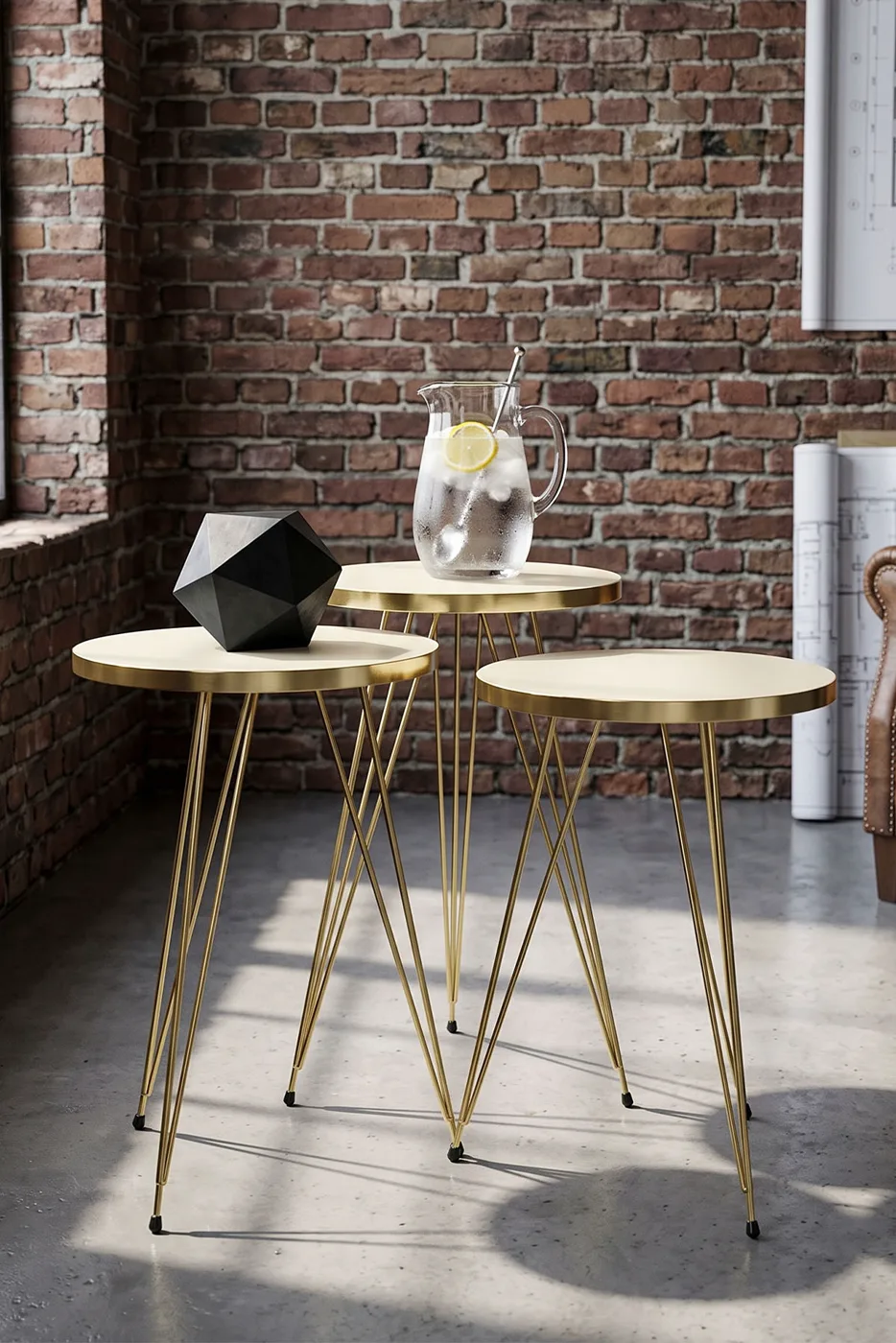 Nesting Table Gold Cream Wire